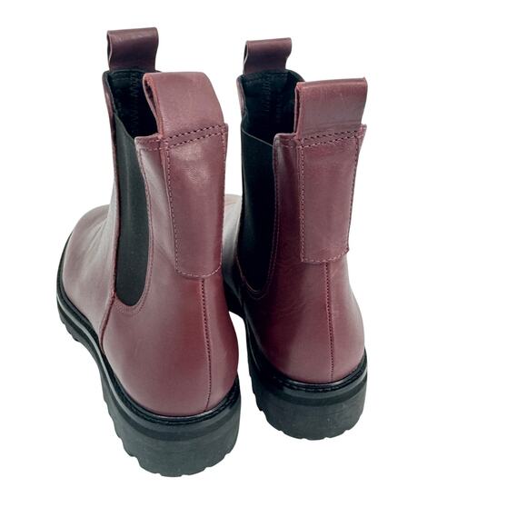 Everlane The Lug Sole Chealsea Boot Burgundy Leather‎ Size 10 - Picture 7 of 13